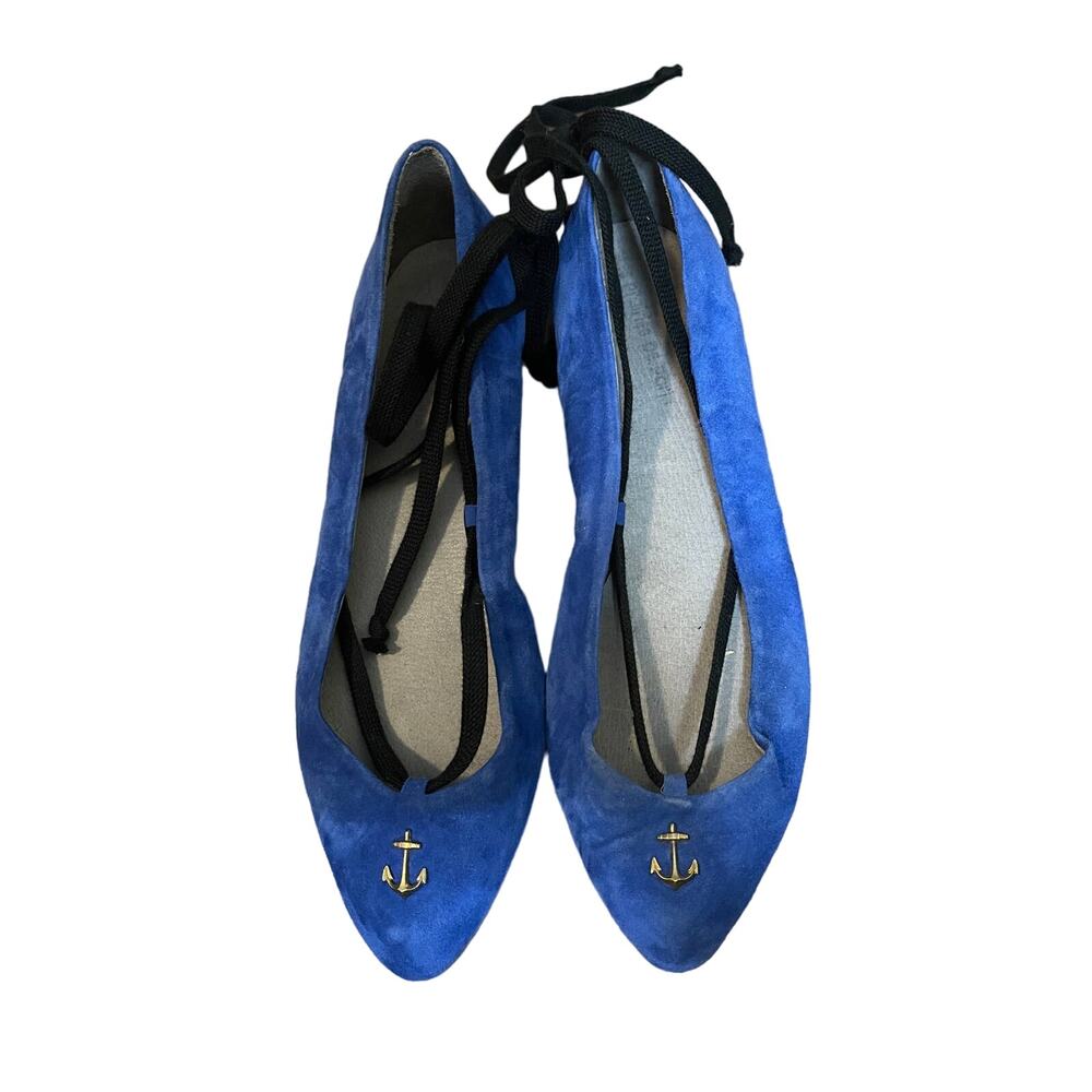 Les Prairies de Paris Blue Suede Ballet Flats Sz 37